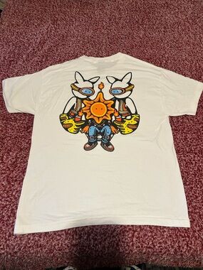 White Short Sleeve Tee with Orange Logo